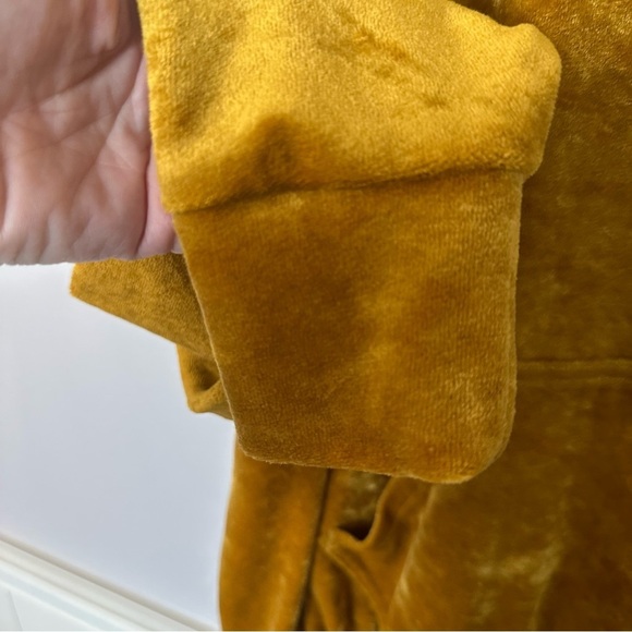 Free People Women’s Gold Slouchy Velour V-Neck Hooded Pullover Sz XS GUC - Picture 6 of 9